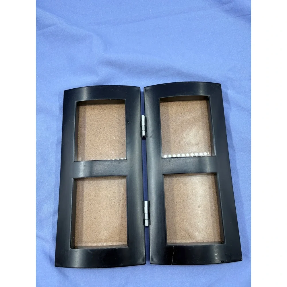 Black Wood Hinged Bifold Quad Collage Tabletop Picture Frame 4 Openings 2x3